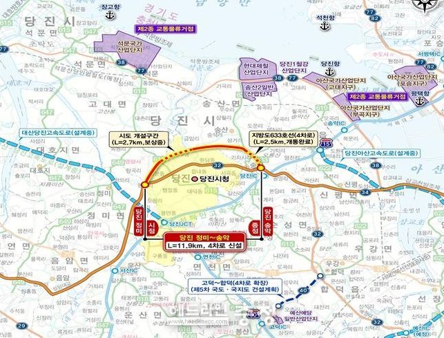 국도 32호 대체 우회도로 건설사업 노선도